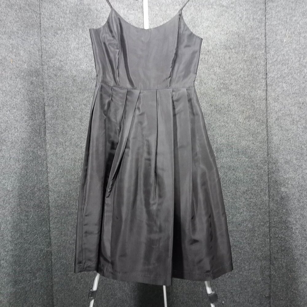 1950's Vintage Black Faille Box-Pleat Waist Detail Circle Dress